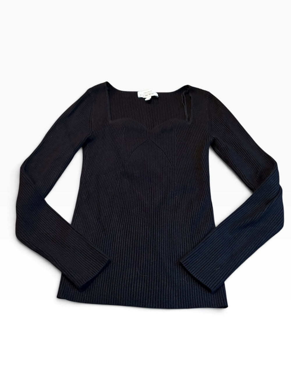& OTHER STORIES black ribbed sweater with sweetheart neckline